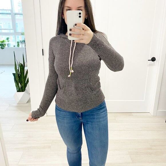 American Eagle Brown Knit Hoodie Size XS - Picture 1 of 4